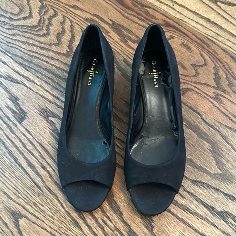 Cole Haan Peep Toe Wedge Size 8.5